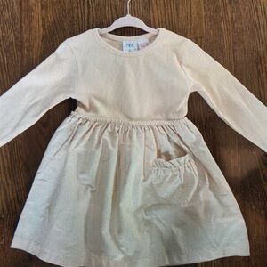 Cream Long-Sleeve Kids Casual Dress